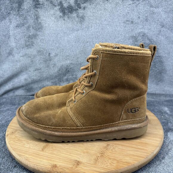 UGG Boots Womens Size 6 Brown Suede Shearling Lined Lace Zip Ankle Booties - Picture 4 of 11